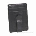 Black Leather Money Clip, Available in Various Designs/Materials/Sizes and Magnetic Button